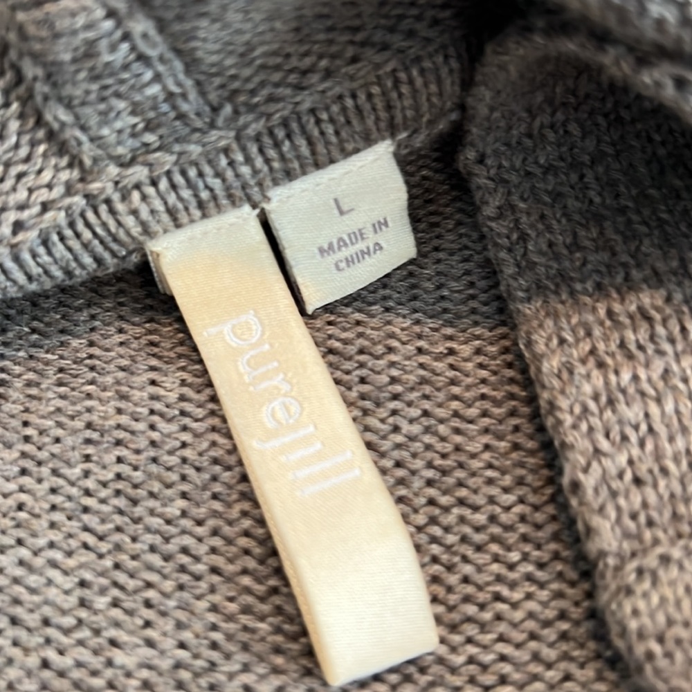 J Jill, hooded, short sleeve sweater,khaki size large - Picture 5 of 5